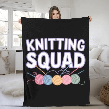 Discover Yarn and Needle Knitting Circle Creative Icon Fleece Blankets