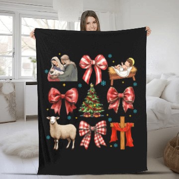 Discover Christmas Coquette Bow, Merry Christmas Fleece Blankets