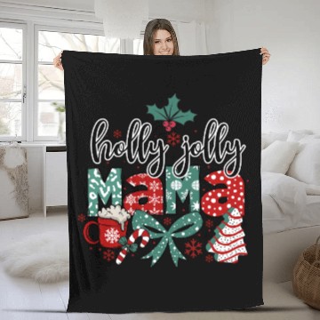 Discover Holly Jolly Mama Coquette Bow Christmas Fleece Blankets