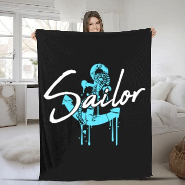 Discover Sailor Anchor Graffiti Drops Sailing Text Saying Fleece Blankets