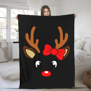 Discover Reindeer Face Christmas, Merry Christmas Fleece Blankets