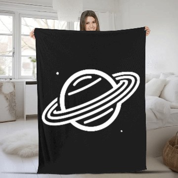 Discover Minimalistic Saturn Planet Space Vector path40 Fleece Blankets