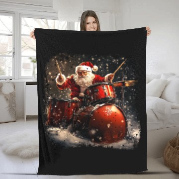 Discover Santa drummer Fleece Blankets