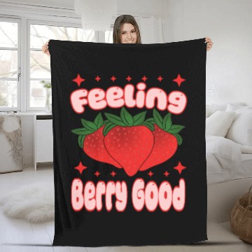 Discover Feeling Berry Good Strawberry Design Fleece Blankets