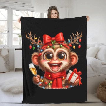 Discover Christmas Merry Christmas For Gift Monkey Fleece Blankets
