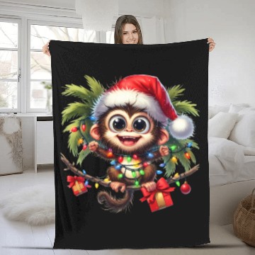 Discover Christmas Merry Christmas For Gift Monkey Fleece Blankets