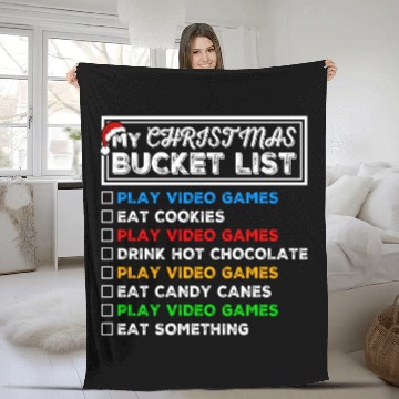 Discover Christmas Bucket List Video Games Xmas Gamer Fleece Blankets