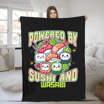 Discover Powered By Sushi And Wasabi Fleece Blankets