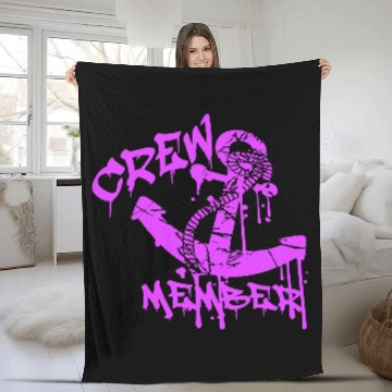 Discover Sailing Crew Member Anchor Graffiti Spray Drops Fleece Blankets