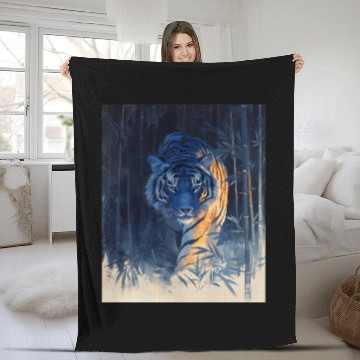 Discover Majestic Tiger in the Bamboo Forest Fleece Blankets