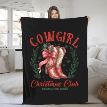 Discover Cowgirl Christmas, Christmas Vintage Fleece Blankets