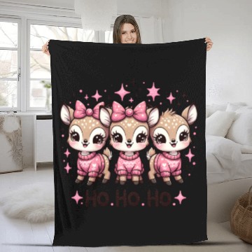 Discover Ho Ho Ho Christmas Cute Baby Deer Fleece Blankets
