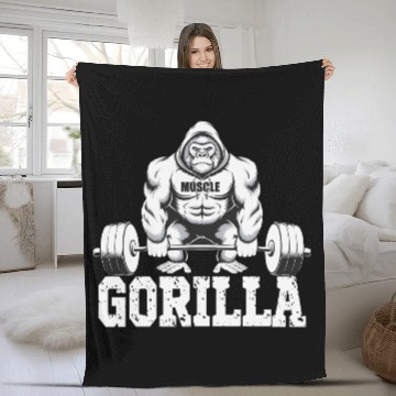 Discover Gorilla Power Fitness Monkey Gorilla Gym Fleece Blankets
