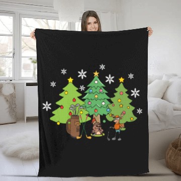 Discover sport funny animal moose playing golf Fleece Blankets