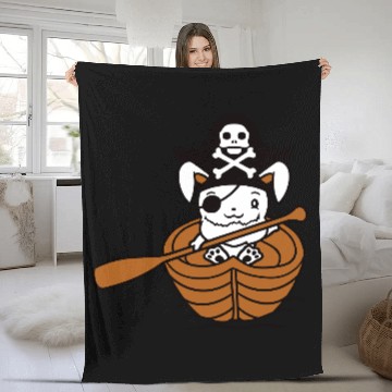 Discover Rabbit Pirate Paddle Bunny Buccaneer Rowboat Comic Fleece Blankets