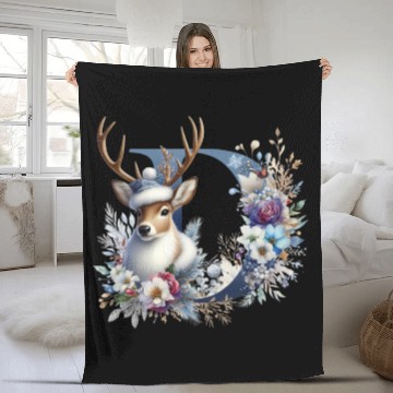 Discover funny christmas deer Fleece Blankets