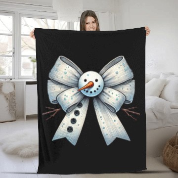 Discover Snowman Coquette Bow, Merry Christmas Fleece Blankets