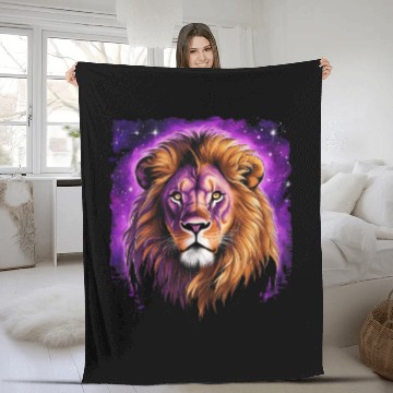 Discover Starry Night Fleece Blankets design of lion Rembrandt style
