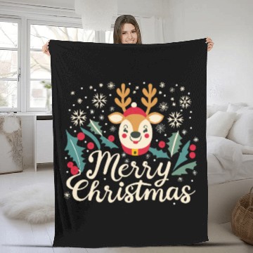 Discover Christmas Reindeer Fleece Blankets