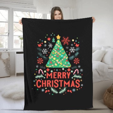 Discover Christmas tree Merry Christmas Fleece Blankets