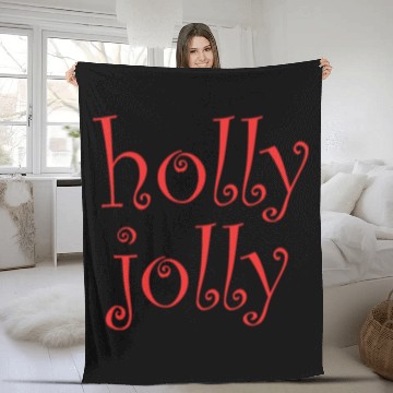 Discover Whimsical Holly Jolly Font Design Fleece Blankets