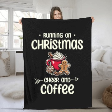 Discover Running Christmas cheer coffe Holiday Energy Lover Fleece Blankets