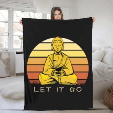 Discover Let It Go Buddha Meditation Sunset Art Fleece Blankets