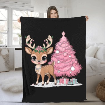 Discover Coquette Christmas Reindeer Fleece Blankets