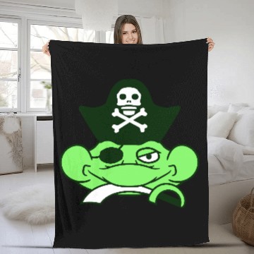 Discover Frog Captain Hat Toad Funny Cool Comic Cartoon Fun Fleece Blankets