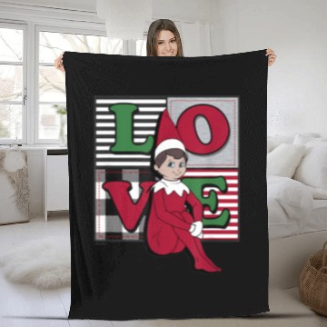 Discover Elf on the Shelf Christmas Love Stacked Plaid Fleece Blankets
