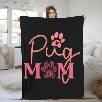 Discover Pug Mom Fleece Blankets Dog Lover Valentines Day For Dog Mom
