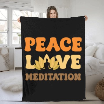 Discover Peace Love Meditation Lotus Mandala Fleece Blankets