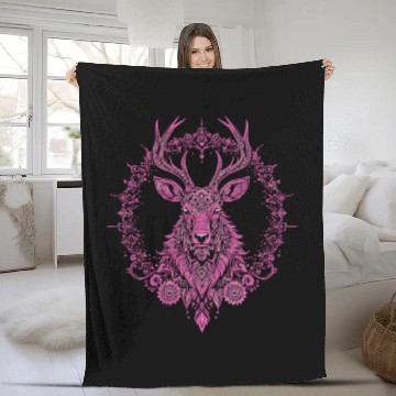 Discover Mandala Hirsch Deer Mystical Madalas Fleece Blankets