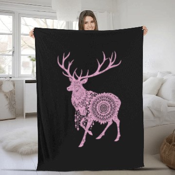 Discover Mandala Hirsch Deer Mystical Madalas Fleece Blankets