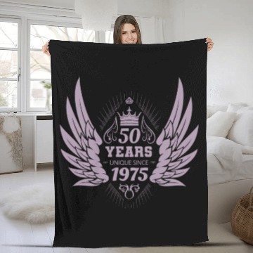 Discover 50th Birthday Unique Angel Crown Wings Fleece Blankets