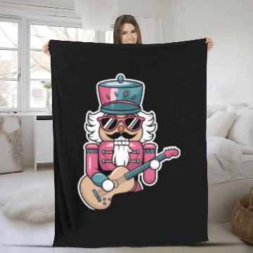 Discover Nutcracker Playing Guitar Fleece Blankets