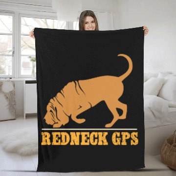 Discover Redneck GPS | Funny Bloodhound | NickerStickers® Fleece Blankets