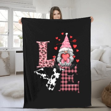 Discover Gnomes Valentines Revelin, Valentines Retro Fleece Blankets