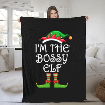 Discover I'm The Bossy Elf Fleece Blankets Matching Family Christmas