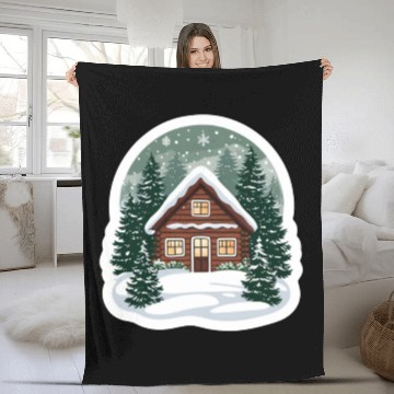 Discover Cozy Cabin in Winter Wonderland Fleece Blankets