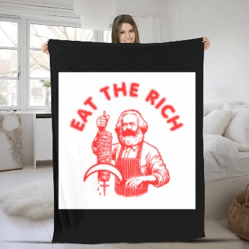 Discover Eat the rich Karl Marx Eat Doner Kebab Rich Fleece Blankets