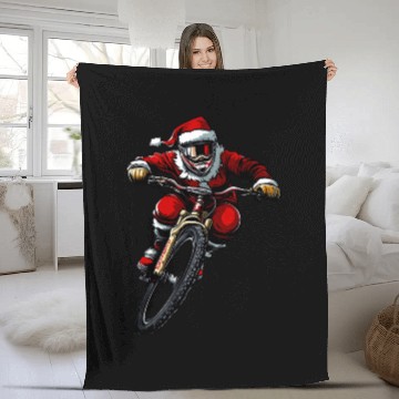 Discover Downhill Bike Christmas Fleece Blankets