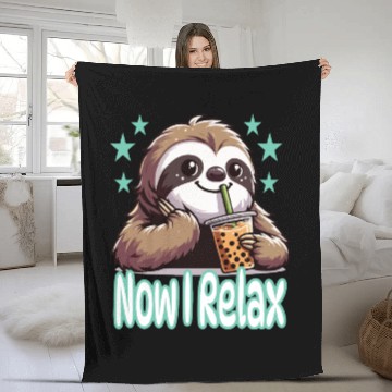 Discover funny quote gift idea bubble tea boba sloth design Fleece Blankets
