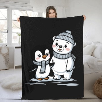 Discover Penguin and Polar Bear Friends Fleece Blankets