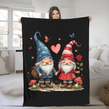 Discover Gnomes Valentines Revelin, Valentines Retro Fleece Blankets