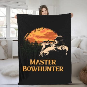 Discover Master Bowhunter Fathers Day Hunting Parents Hunte Fleece Blankets