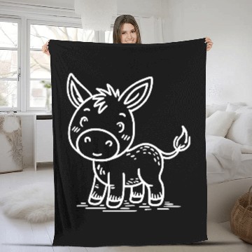 Discover Minimalistic Vector Donkey Vegan Art path4 Fleece Blankets