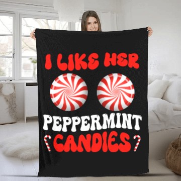 Discover I Like Her Peppermint Candies Couples Christmas Fleece Blankets