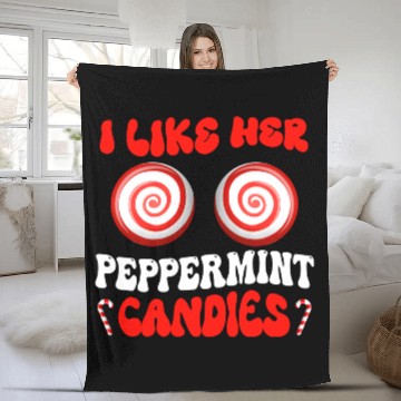 Discover I Like Her Peppermint Candies Couples Christmas Fleece Blankets