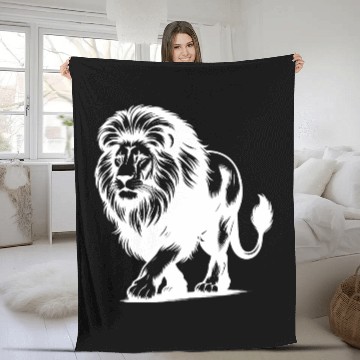 Discover Lion With Mane Large African Cat Of Prey Fleece Blankets